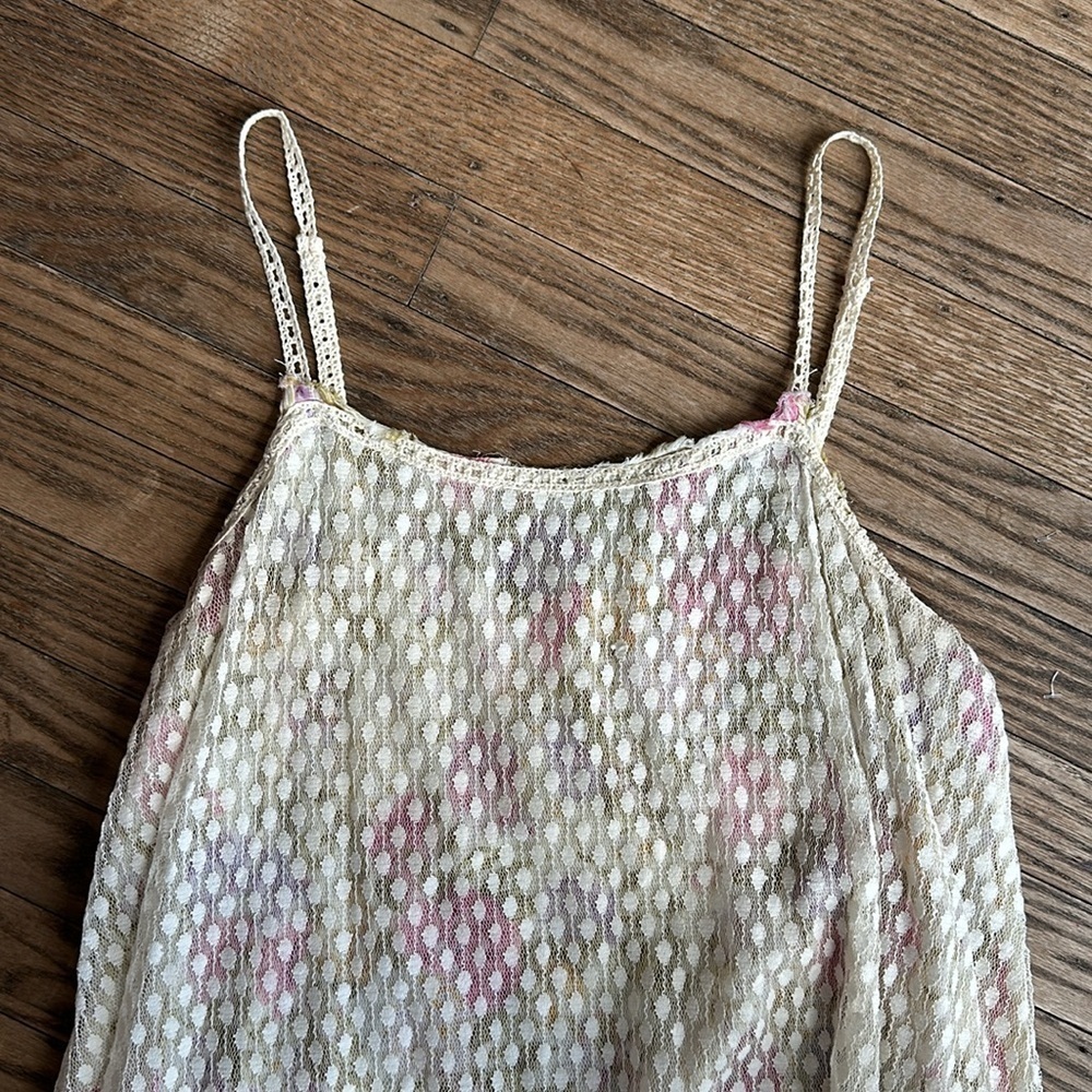 FREE PEOPLE Intimately Free Point D'esprit Cami Babydoll Lace Floral Tank XS EUC - Picture 2 of 5